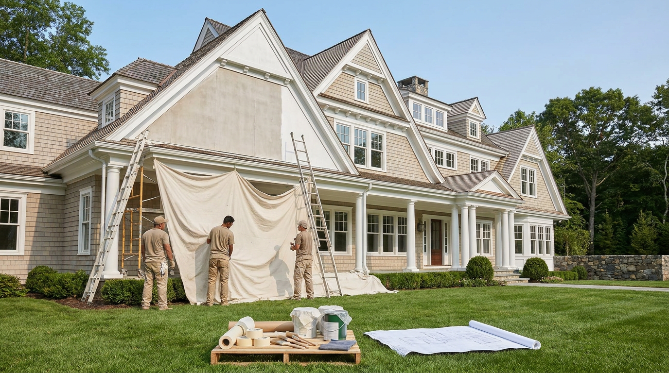 Home Size Scope and Architectural Detail Cost Factors Home size scope and architectural detail affecting house painting cost in Fairfield County