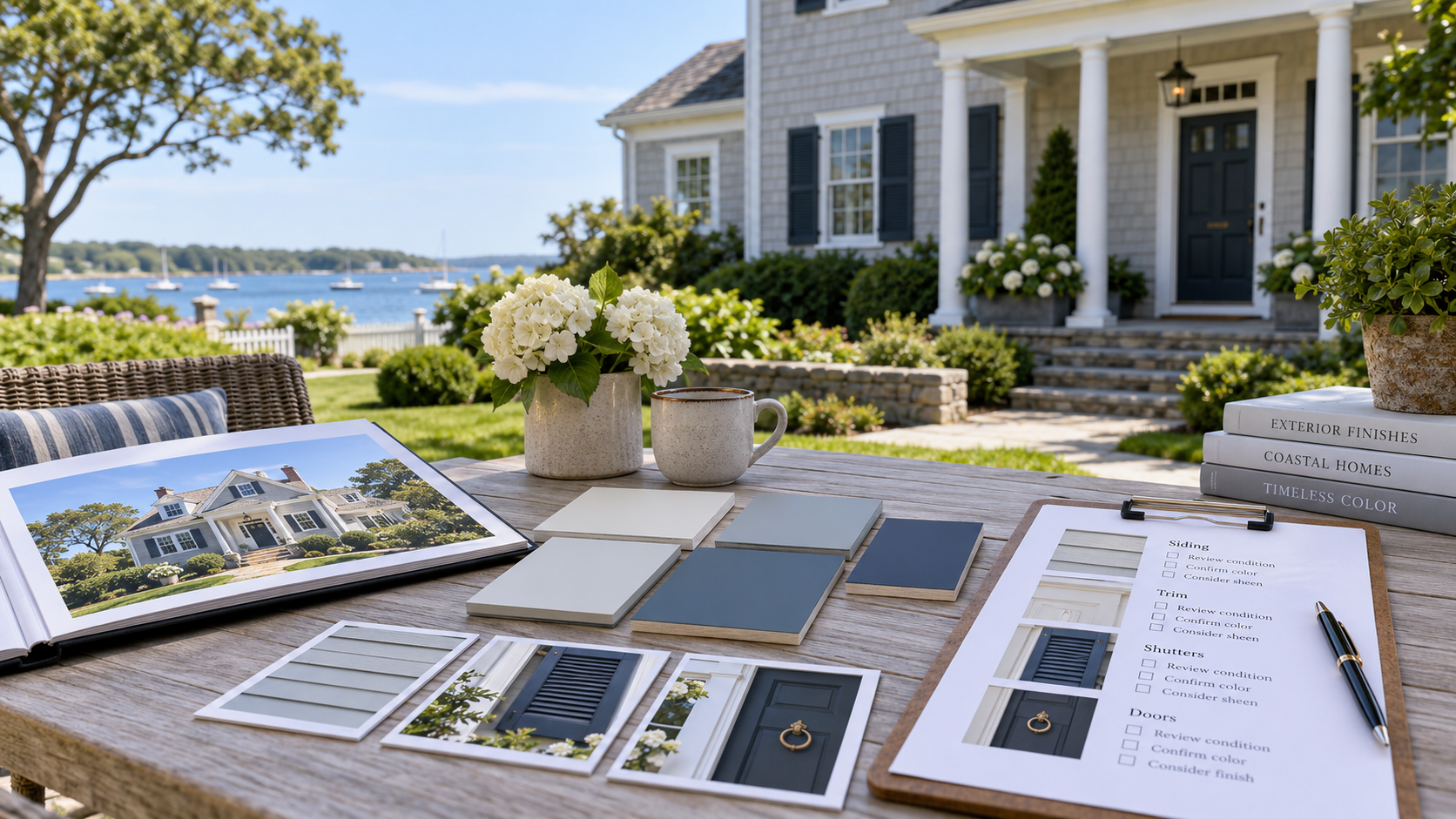 Exterior Painting Specification — Darien, CT Exterior paint color and finish samples reviewed separately from a finished Darien Connecticut home example